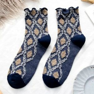 Festive Metallic Holiday Jacquard Damask Socks